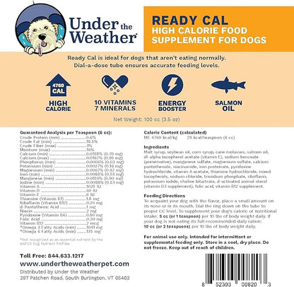 Under the Weather Pet | Ready Cal for Dogs 100cc | High Calorie Supplement | Dog Weight Gainer and High Calorie Booster | 10 Vitamins, 7 Minerals &amp; Omega Fatty Acids (2 Pack)