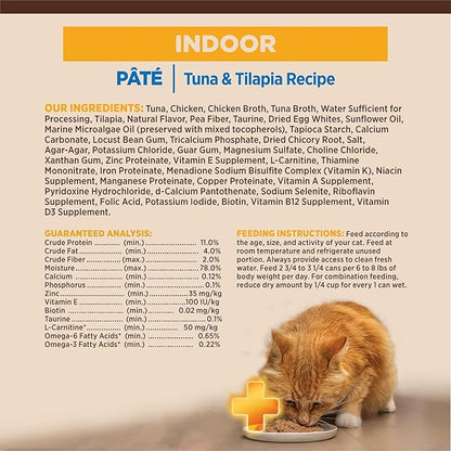 Wellness CORE+ Indoor Pate Adult Wet Cat Food, Natural, Protein-Rich, Grain Free, 2.8 Ounce, 12 Pack (Tuna &amp; Tilapia)