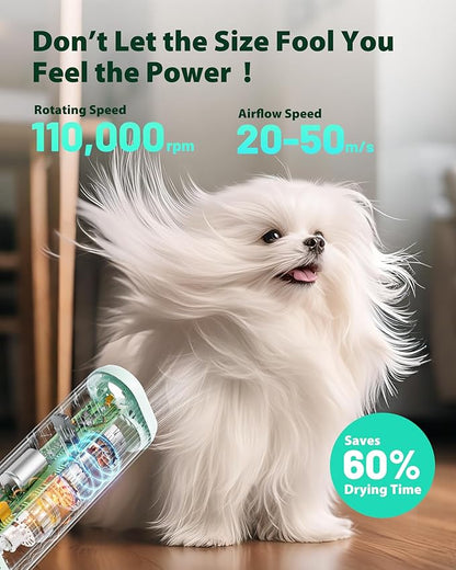L&amp;W BROS. Hands-Free Dog Dryer – Powerful &amp; Professional Pet Blow Dryer for Small &amp; Medium Dogs &amp; Cats, Adjustable Airflow, Easy Storage, Negative Ion Technology (Green)