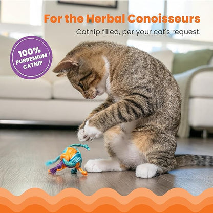 Catstages Catnip Tons of Tails – Interactive Catnip Dental Chew Toy for Cats with Rope, Ribbon &amp; Cotton for Batting, Chasing &amp; Chewing