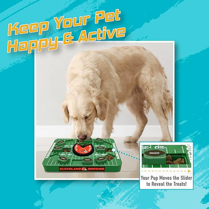 Pets First NFL Cleveland Browns Large Puzzle Toy, New Size, Interactive Dog Treat &amp; Slow Feeding Toy