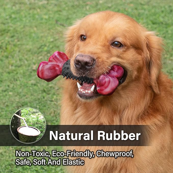 Apasiri Dog Toys for Aggressive Chewers with Bacon Flavor: 8" Indestructible Chew Bones for Large Breeds, Tough Nylon &amp; Rubber Dog Toys Keep Them Busy, Interactive Play - 2-Pack