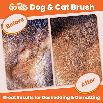 GoPets 2-Sided Dematting &amp; Deshedding Comb for Dogs &amp; Cats, Versatile Undercoat Detangler Brush for Shedding, Matted Hair &amp; Fur Remover Tool, Stress-Free Pet Grooming Rake with Ergonomic Handle