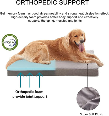 GOHOO Jumbo Dog Bed for Large Dogs, Orthopedic Memory Foam with Cooling Gel &amp; Waterproof Lining