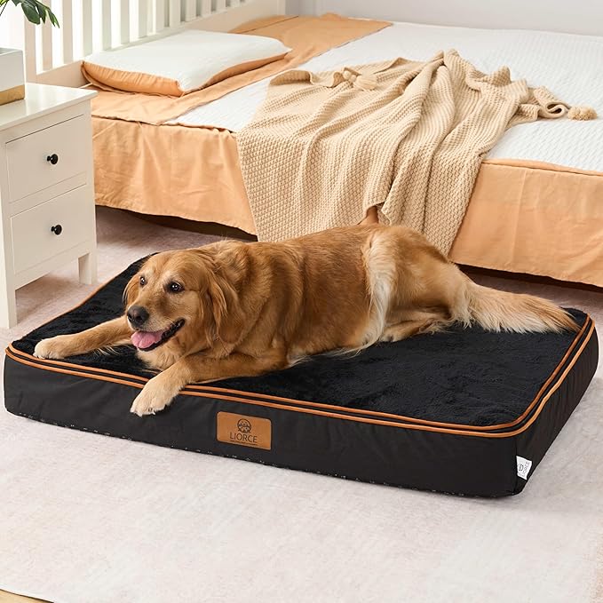 Orthopedic Memory Foam XXL Dog Bed - 6" Thick Beds for Extra Large Sized Dog - Waterproof Removable Washable Cover &amp; Wrap-Around Zipper - Ultimate Comfort &amp; Easy Maintenance, Black
