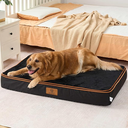 Orthopedic Memory Foam XXL Dog Bed - 6" Thick Beds for Extra Large Sized Dog - Waterproof Removable Washable Cover &amp; Wrap-Around Zipper - Ultimate Comfort &amp; Easy Maintenance, Black