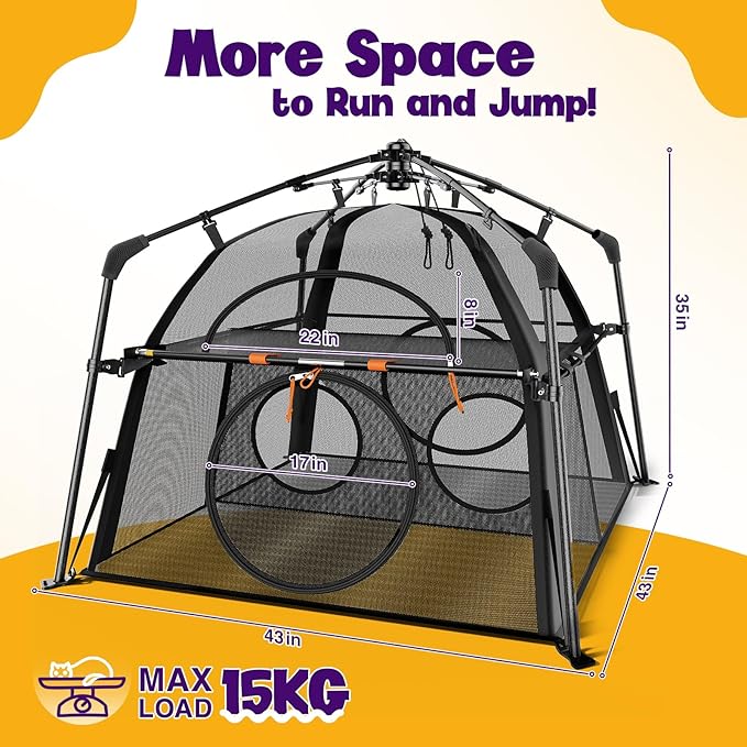 Extra Large Catio Outdoor Cat Enclosure Rywell 2-Tier Cat Tent for Patio, Balcony, Indoor &amp; Camping, Foldable Outdoor Cat Playpen with Windows, Weatherproof Sunproof (Carry Bag Included)