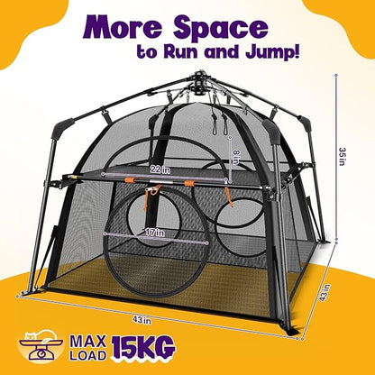 Extra Large Catio Outdoor Cat Enclosure Rywell 2-Tier Cat Tent for Patio, Balcony, Indoor &amp; Camping, Foldable Outdoor Cat Playpen with Windows, Weatherproof Sunproof (Carry Bag Included)
