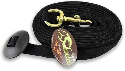 Southwestern Equine Lunge Line for Horses Cotton Horse Lunge Line with Bolt Snap &amp; Rubber Stop (Black, 24&