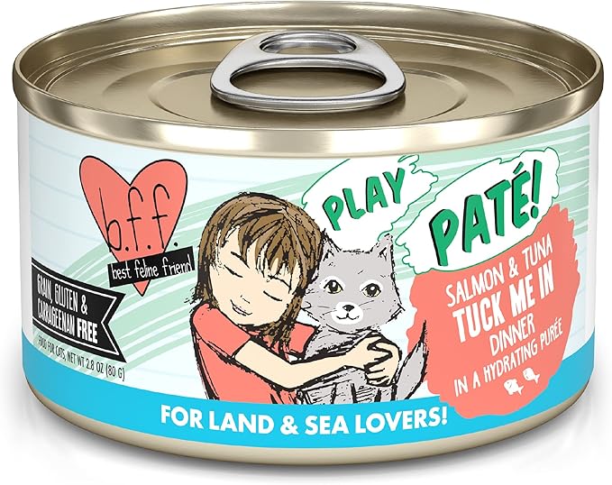 Weruva B.F.F. Play - Best Feline Friend Paté Lovers, Aw Yeah!, Salmon &amp; Tuna Tuck Me in with Salmon &amp; Tuna, 2.8oz Can (Pack of 12)