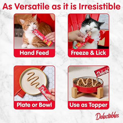 Delectables Squeeze Up Creamy Squeezable Puree, Lickable Wet Cat Treats, Grain Free, No Added Fillers, No By-Products, No Added Preservatives, 0.5 Ounces Tube Tuna &amp; Salmon with Catnip, 32 Tubes Total