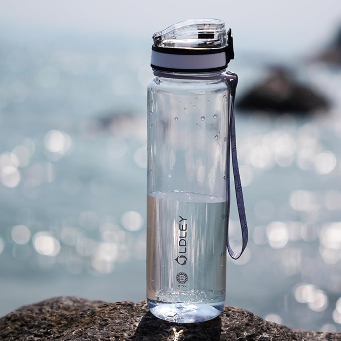 OLDLEY 32 oz Water Bottle, Motivational Water Bottle with Time Marker, Sports Water Bottle With Strap, Leakproof &amp; BPA Free Large Water Bottles for School, Gym, Travel, Outdoor, Tritan, Transparent