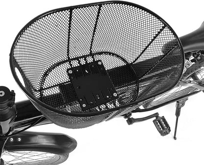 Dog Bike Basket Mountain Bike Shopping Basket Portable Cat and Dog Carrier for Bike Front Crossbar with Sponge Liner ty Strap (Black)
