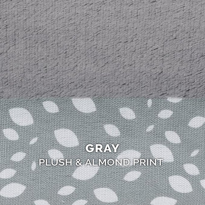 FurHaven Supportive Cooling Memory Foam L Chaise Dog Bed with Washable &amp; Removable Cover - Plush &amp; Almond Print - Gray Almonds, Dogs Up to 35 lbs - Medium