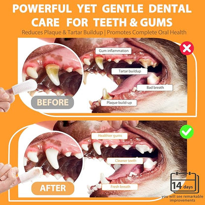 Pet Dental Finger Wipes for Dogs and Cats, Dog Teeth Cleaning Wipes, Dog Dental Care Wipes, Reduce Plaque &amp; Tartar Buildup, Freshen Breath, Cleaner Mouth, Coconut Scent, 50Pcs