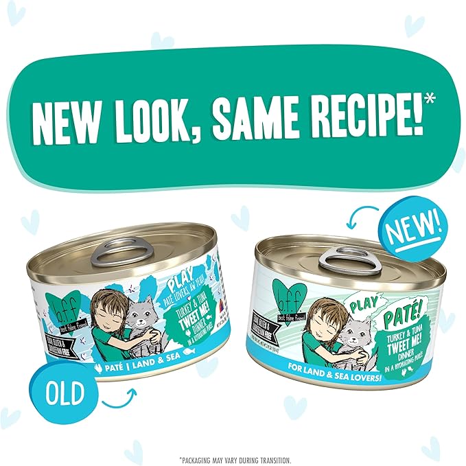 Weruva B.F.F. Play - Best Feline Friend Paté Lovers, Aw Yeah!, Turkey &amp; Tuna Tweet Me! with Turkey &amp; Tuna, 2.8oz Can (Pack of 12)