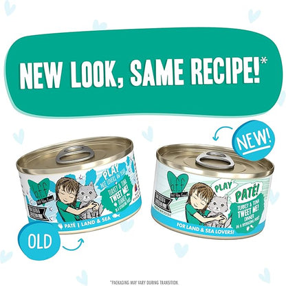 Weruva B.F.F. Play - Best Feline Friend Paté Lovers, Aw Yeah!, Turkey &amp; Tuna Tweet Me! with Turkey &amp; Tuna, 2.8oz Can (Pack of 12)