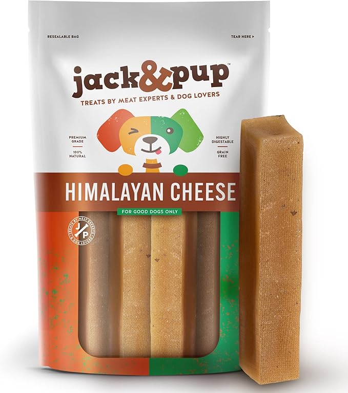 Jack&amp;Pup Yak Cheese Himalayan Dog Chews | Dog Yak Chews for Large Dogs Aggressive Chewers | Hard Yak Cheese Stick (9oz, 3 Pack)