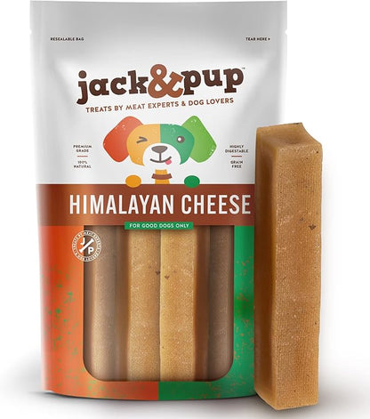 Jack&amp;Pup Yak Cheese Himalayan Dog Chews | Dog Yak Chews for Large Dogs Aggressive Chewers | Hard Yak Cheese Stick (9oz, 3 Pack)