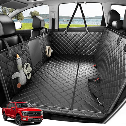 Zanch 2025 Upgraded Dog Car Seat Cover, 400 lbs Heavy Duty Hard Bottom, Waterproof &amp; Anti-Scratch Back Seat Protector, Nonslip Pet Hammock Extender for Large Trucks, SUVs, Vans, XL-Black