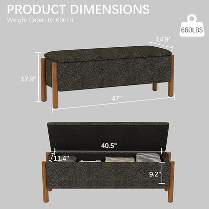 Modern Storage Benches with Walnut Wood Legs, 47&