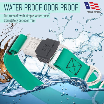Dogline Biothane Waterproof Dog Collar with Herm Sprenger Black Stainless Steel Quick Release Buckle – Heavy Duty Tactical Durable Collar for Dogs – Comfortable and Safe Pet Collar W 1" L 15-25" Teal