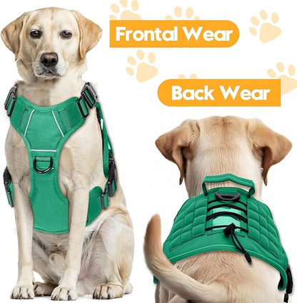 Heavy-Duty Tactical Dog Harness for Large Dogs, No Pull Adjustable Reflective Pet Vest with Molle System, K9 Military-Grade Control for Service Training, Outdoor &amp; 10+ Breeds, Turquoise, Large