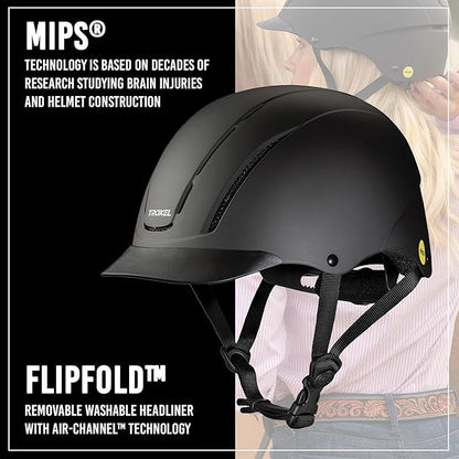 Troxel Spirit MIPS Technology Full Coverage Horse Riding Helmet, Horseback Riding Gear for Equestrians, Large (7-3/8-7-3/4), Black Duratec