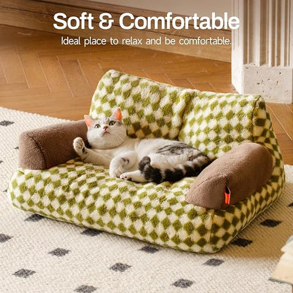 MEWOOFUN Cat Bed for Indoor Cats, Washable Dog Beds for Small Medium Dogs &amp; Cats, Fluffy Cat Couch with Non-Slip Bottom (Green, 26.0" L X 19.0" W X 13.0" Th)