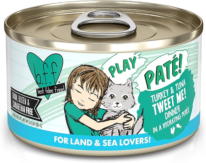 Weruva B.F.F. Play - Best Feline Friend Paté Lovers, Aw Yeah!, Turkey &amp; Tuna Tweet Me! with Turkey &amp; Tuna, 2.8oz Can (Pack of 12)