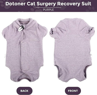 Dotoner Cat Surgery Recovery Suit for Female Male Anti-Licking Pet Surgical Pajamas Long Sleeve Prevent Shedding Cat Spay Recovery Suit&amp;E Collar Alternative Bodysuit for Cats