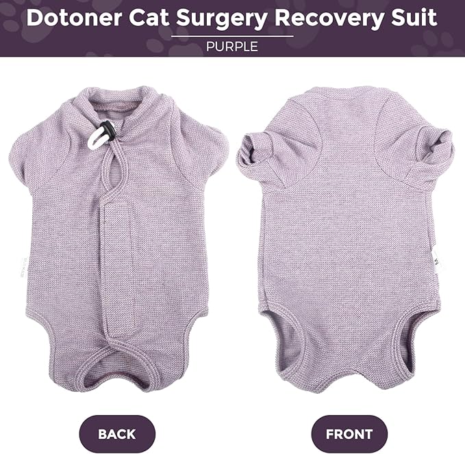 Dotoner Cat Surgery Recovery Suit for Female Male Anti-Licking Pet Surgical Pajamas Long Sleeve Prevent Shedding Cat Spay Recovery Suit&amp;E Collar Alternative Bodysuit for Cats