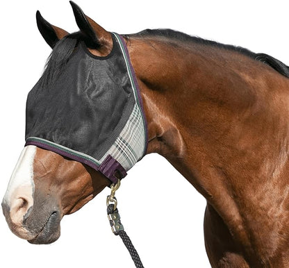 Kensington 90% UV Fly Mask Halter CatchMask UViator - Without Ears &amp; Forelock Freedom Web Trim *Roomy Fit*- Large, Imperial Jade