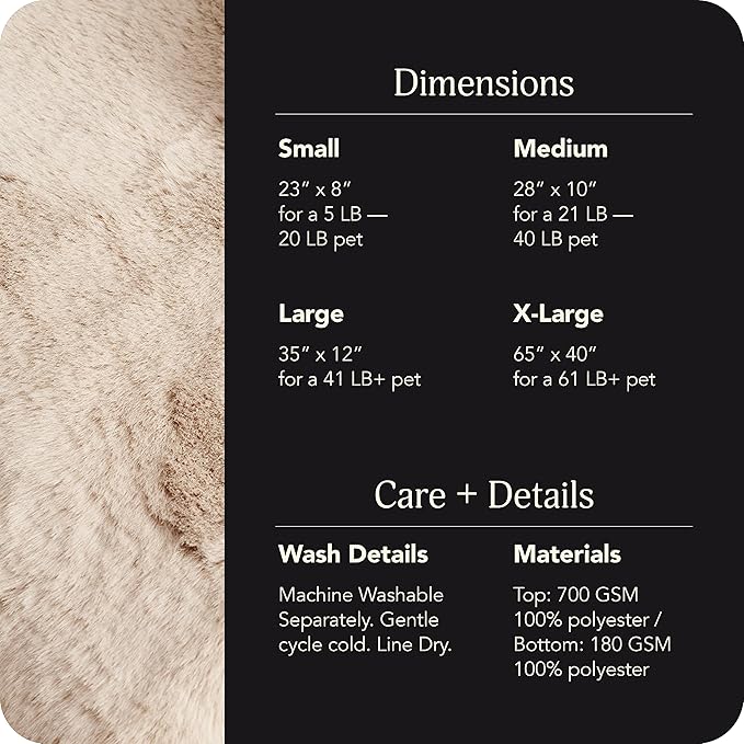 UnHide Floof Pet Bed - Medium (28" x 10") - Extra Soft Dog Bed - Removable Faux Fur Cover - Machine Washable - Helps Ease Pet Anxiety &amp; Provides The Perfect Sleep - Beige Bear