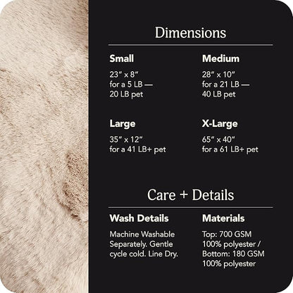 UnHide Floof Pet Bed - Medium (28" x 10") - Extra Soft Dog Bed - Removable Faux Fur Cover - Machine Washable - Helps Ease Pet Anxiety &amp; Provides The Perfect Sleep - Beige Bear