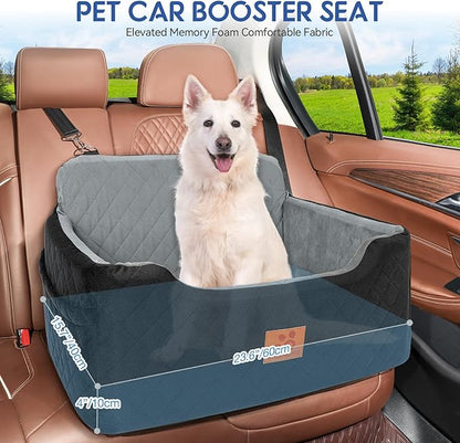 Dog Car Seat for Medium/Large Dogs,Dog Booster Seat for Dog Under 50lbs or 2 Small Dogs, Detachable and Washable Pet Car Seat,Multi-Functional Travel Dog Bed &amp; Dog Sofa(Black/Grey)