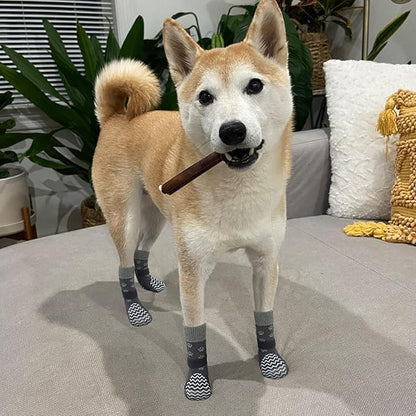 EXPAWLORER Anti Slip Dog Socks to Prevent Licking Paws, Dog Shoes for Hot Pavement, Dog Booties for Small Medium Large Senior Dogs, Traction Control Dog Boots &amp; Paw Protectors for Hardwood Floors