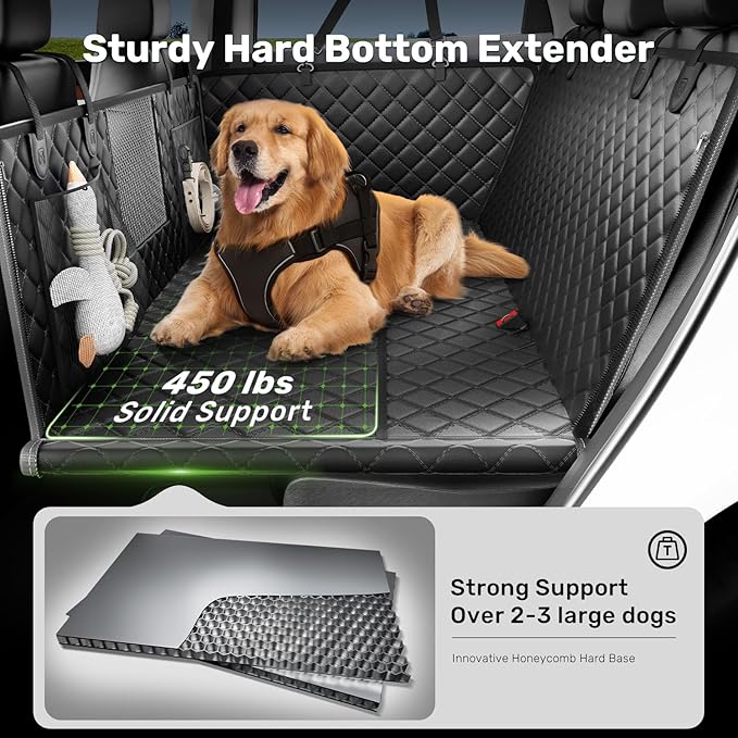 Zanch 2025 Upgraded Dog Car Seat Cover, 400 lbs Heavy Duty Hard Bottom, Waterproof &amp; Anti-Scratch Back Seat Protector, Nonslip Pet Hammock Extender for Cars, SUV, Trucks, Standard-Orange