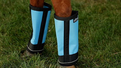 Warrior Fly Boots for Horses - Breathable Mesh Horse Boots for Fly Protection &amp; Leg Comfort - Set of 4 (The Warrior, Light Blue)