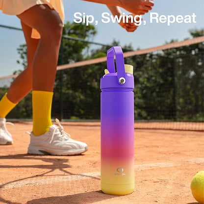 Insulated Water Bottle with Straw Stainless Steel Water Bottle, Leak-Proof, BPA-Free, Double Wall Vacuum Keeps Cold for 24 Hours for Sports, Travel, School (18 oz, Peach Dream)