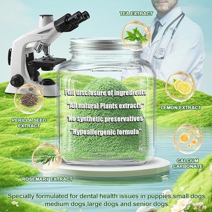 Dog Dental Powder,Dog Teeth Cleaning Powder,Dog Dental Cat Dental Care,Cat and Dog Teeth Cleaning,Canine Plaque Remover Helps Reduce Bad Breath,Improve Pet&