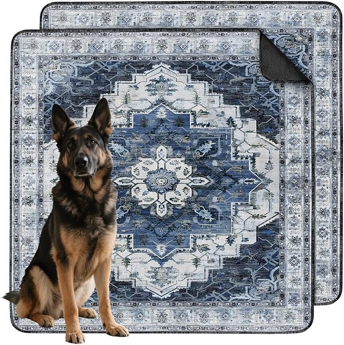 Washable Pee Pads for Dogs 2 Pack, Absorbent Reusable Puppy Pads Waterproof, Leakproof &amp; Non-Slip Whelping Pad, Potty Training Pads for Dogs Playpen Mat 48x48