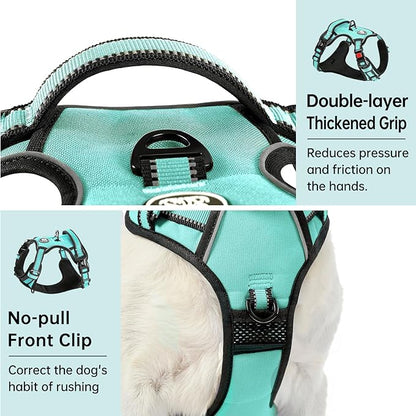 IVY&amp;LANE No Pull Dog Harness with Leash Set, Reflective No Choke Pet Vest,Adjustable Oxford Dog Vest Harness with Easy Control Handle for Large Dogs (Turquoise,XL)