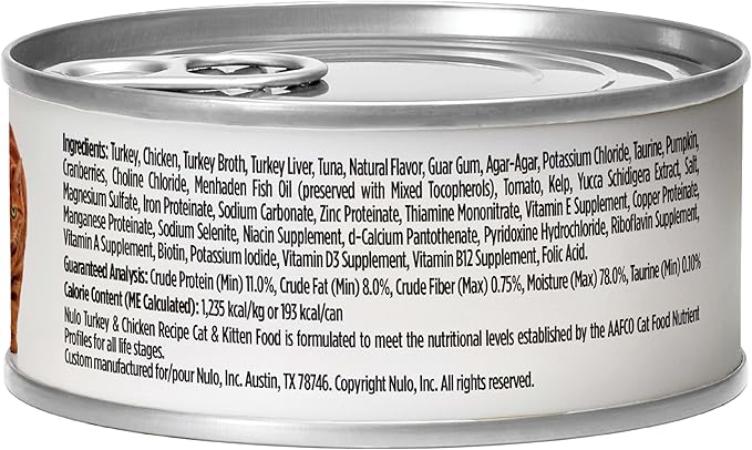 Nulo Turkey &amp; Chicken Recipe Pate Wet Canned Cat Food, 5.5 Ounce (Pack of 24)