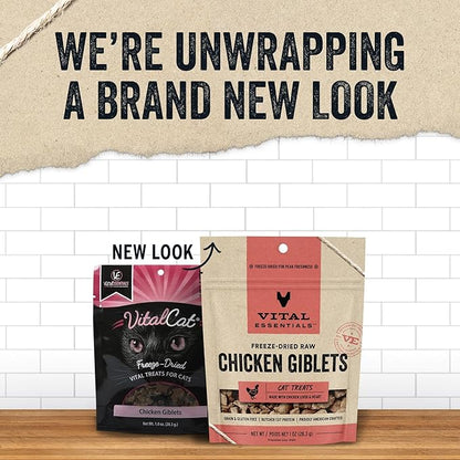 Vital Essentials Chicken Giblets Cat Treats, 1 oz | Freeze-Dried Raw | Single Protein | Grain Free, Gluten Free, Filler Free