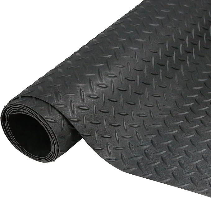 7.5 x 17 FT Garage Floor Mat,2.5 mm Thickness Diamond PVC Garage Flooring Roll, Anti-Slip Shop Floor &amp; Parking mats for Workshop,Gym,Golf Cart Parking or Trailers
