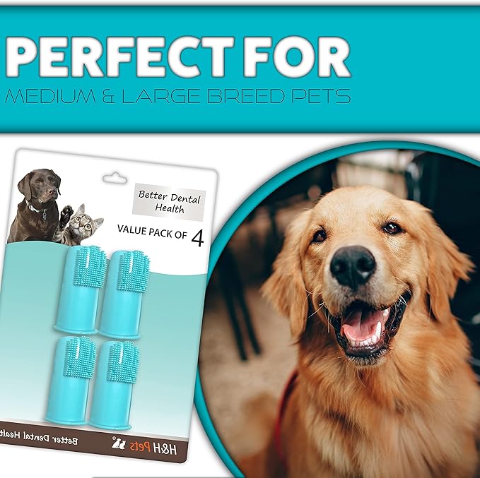 Professional Dog Finger Toothbrush by H&amp;H Pets,Pack of 4
