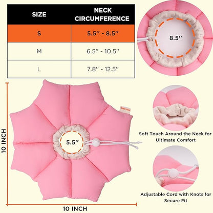 Puffy Crew Soft Cat Cone Collar, Adjustable Waterproof Recovery Collar, Lightweight Elizabethan e Collar for Cats of All Breeds (Pink, Small, Neck Circumference 5.5&