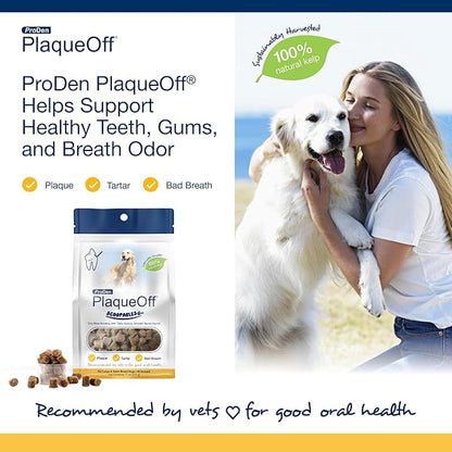ProDen PlaqueOff Scoopables - Hickory Smoked Bacon Flavor Dental Bites for Large Dogs, Natural Kelp for Plaque &amp; Tartar Control, Freshens Breath -Large &amp; Giant Breed Dental Care- 45 Scoops