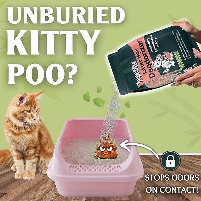 Sprinkle &amp; Sweep Litter Box Deodorizer - Cat Litter Deodorizer Non Toxic and Safe for Kittens - Instantly Eliminates Foul Smells and Urine Odors (Bag, Sifter &amp; Spray)